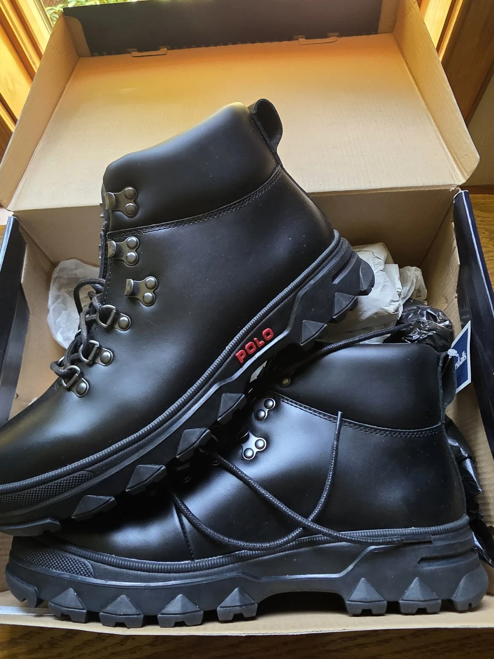 Polo by Ralph Lauren Men’s Black Leather Hainsworth Vintage New Old Stock Boots